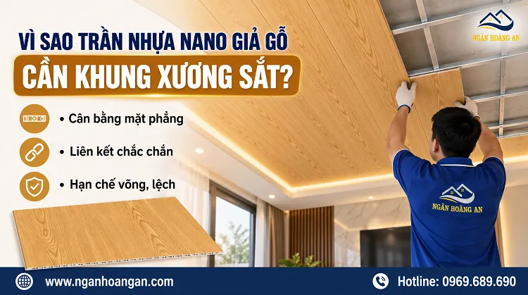 Vì Sao Ốp Trần Nhựa Nano Nhựa Giả Gỗ Cần Khung Xương Sắt?