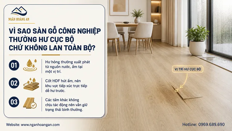 Vì Sao Sàn Gỗ Công Nghiệp Thường Hư Cục Bộ Chứ Không Lan Toàn Bộ