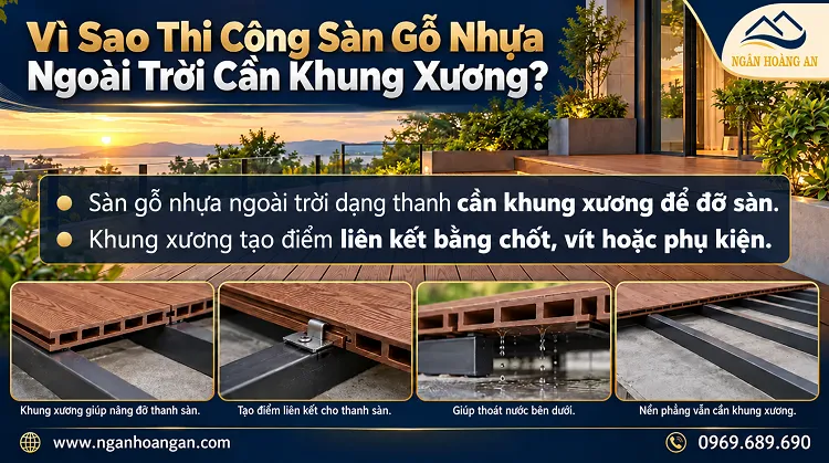 Vì Sao Thi Công Sàn Gỗ Nhựa Ngoài Trời Cần Khung Xương?