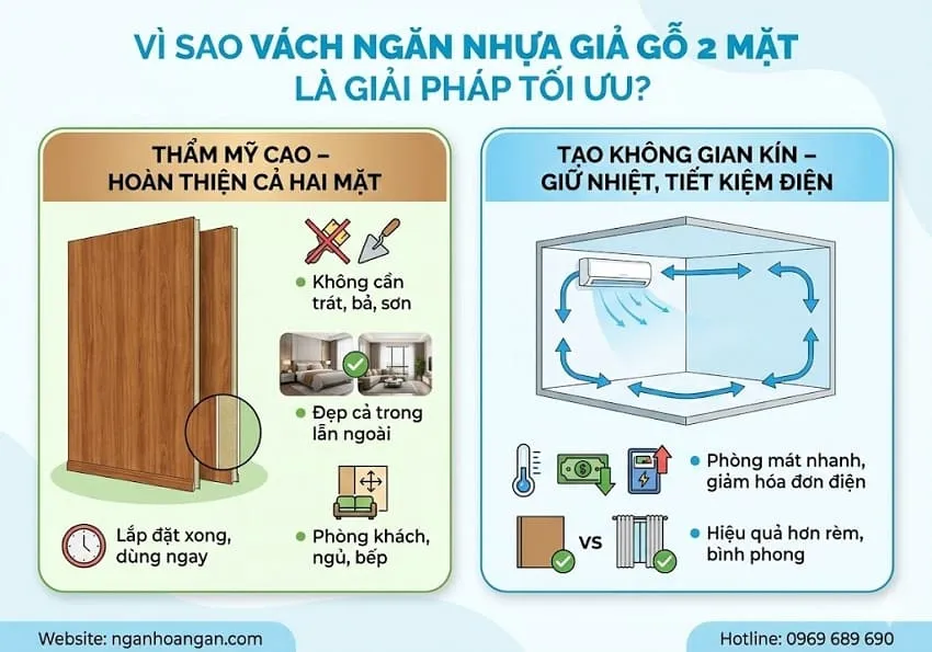Vì Sao Vách Ngăn Nhựa Giả Gỗ 2 Mặt Là Giải Pháp Tối Ưu?