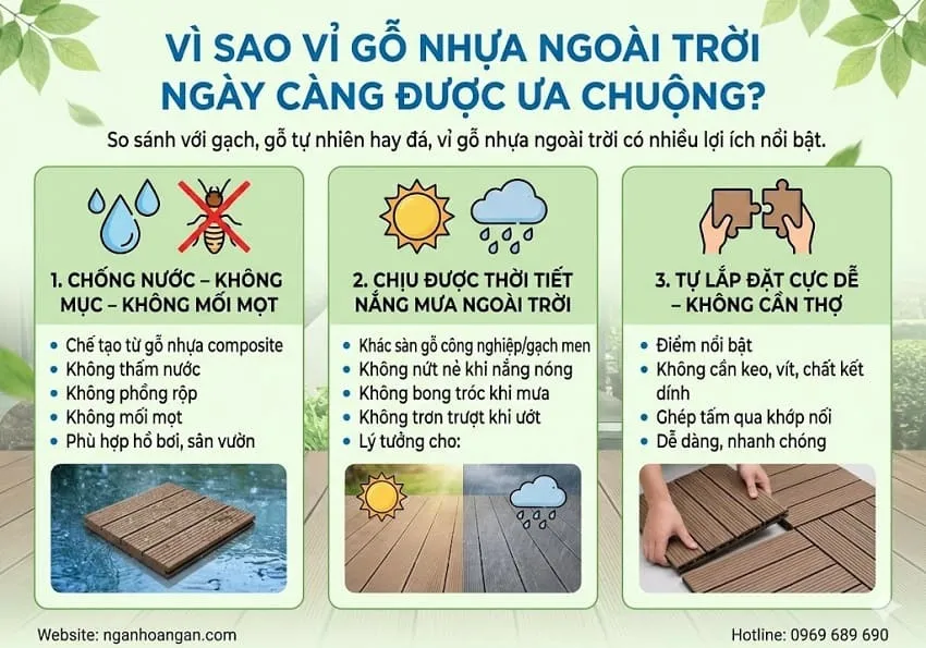 Vì Sao Vỉ Gỗ Nhựa Ngoài Trời Ngày Càng Được Ưa Chuộng?