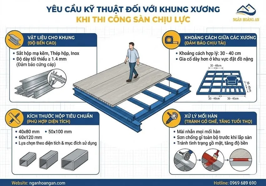 Yêu Cầu Kỹ Thuật Đối Với Khung Xương Khi Thi Công Sàn Chịu Lực